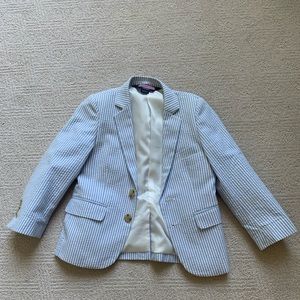 VINEYARD VINES Boys Seersucker Blazer Ocean Blue